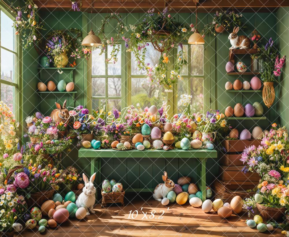 Kate Easter Window Bunny Floral Eggs Backdrop Designed by Emetselch - Image 7