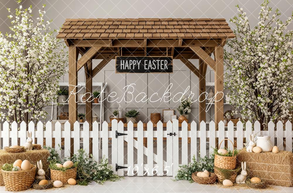 Kate Easter Wooden Arbor White Fence Eggs Backdrop Designed by Patty Robert - Image 4