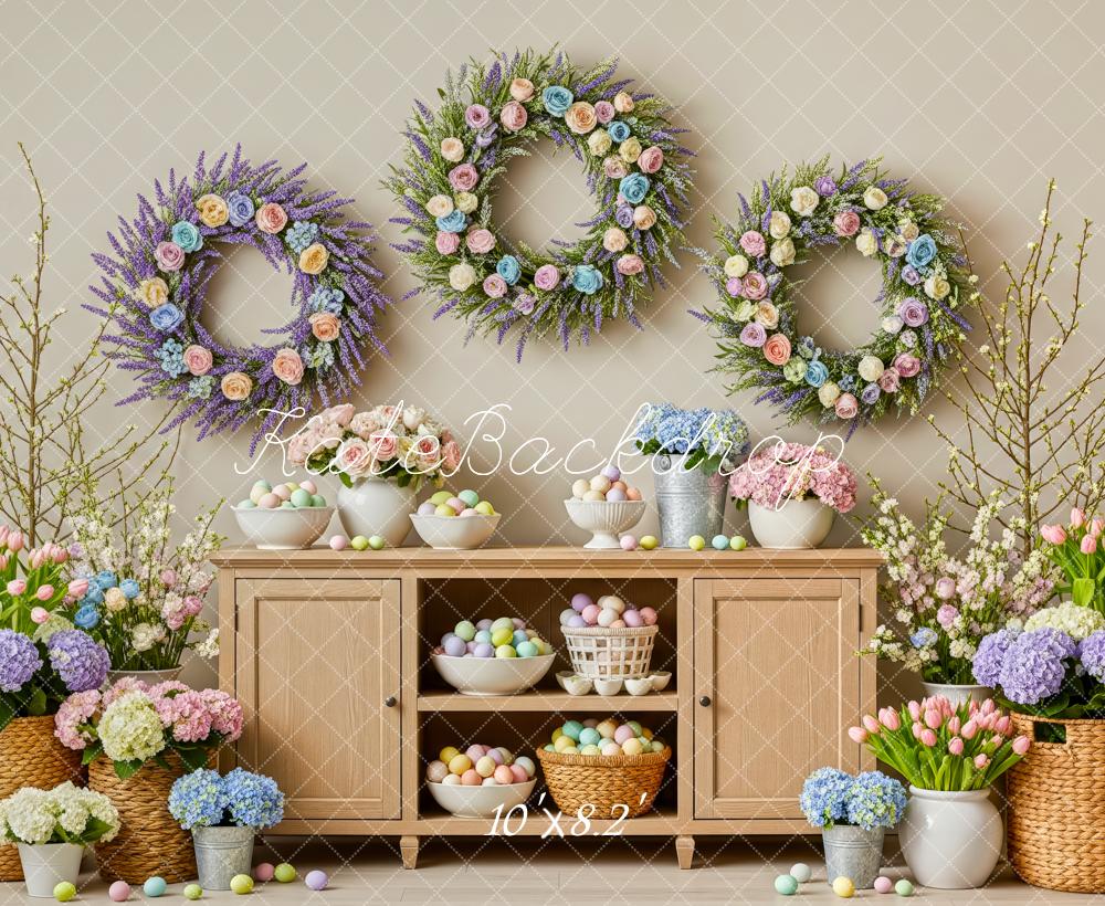 Kate Easter Wreaths Eggs Cabinet Fleece Backdrop Designed by Patty Robert - Image 3
