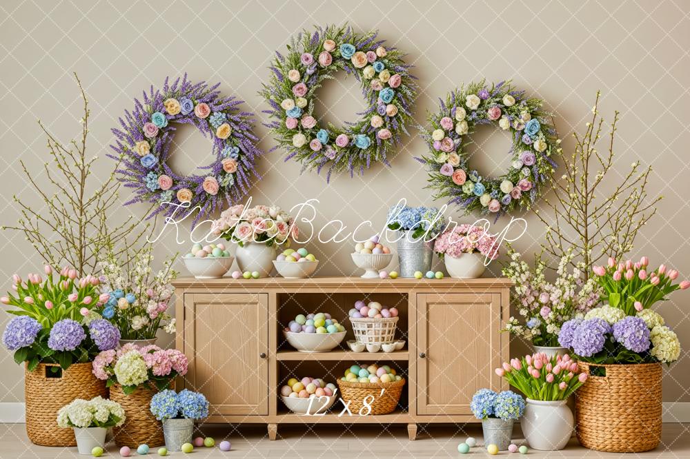 Kate Easter Wreaths Eggs Cabinet Fleece Backdrop Designed by Patty Robert - Image 4