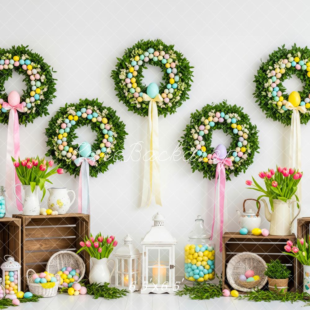 Kate Easter Wreaths Tulips Pastel Eggs Backdrop Designed by Patty Robert - Image 2