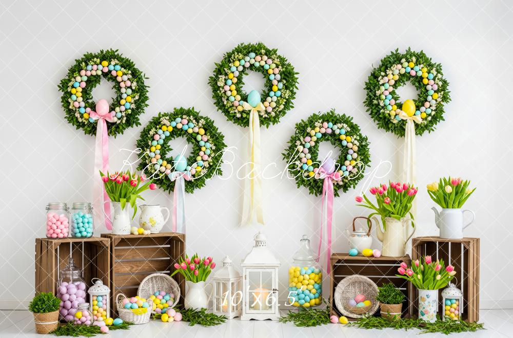 Kate Easter Wreaths Tulips Pastel Eggs Backdrop Designed by Patty Robert - Image 4