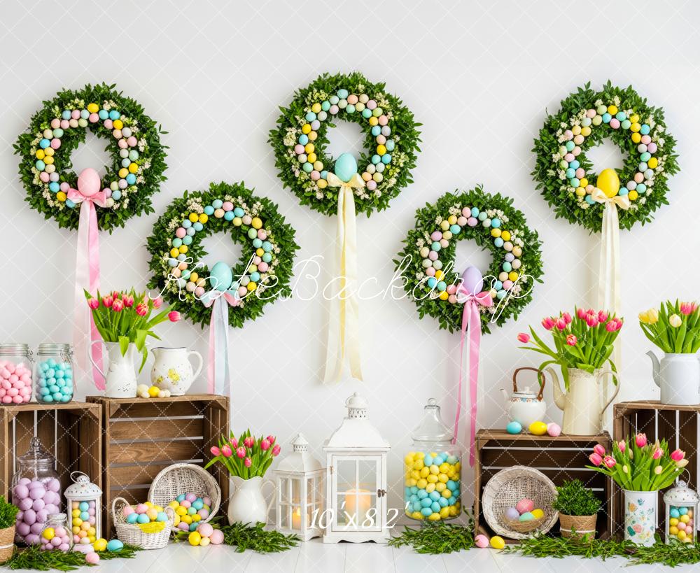 Kate Easter Wreaths Tulips Pastel Eggs Backdrop Designed by Patty Robert - Image 6
