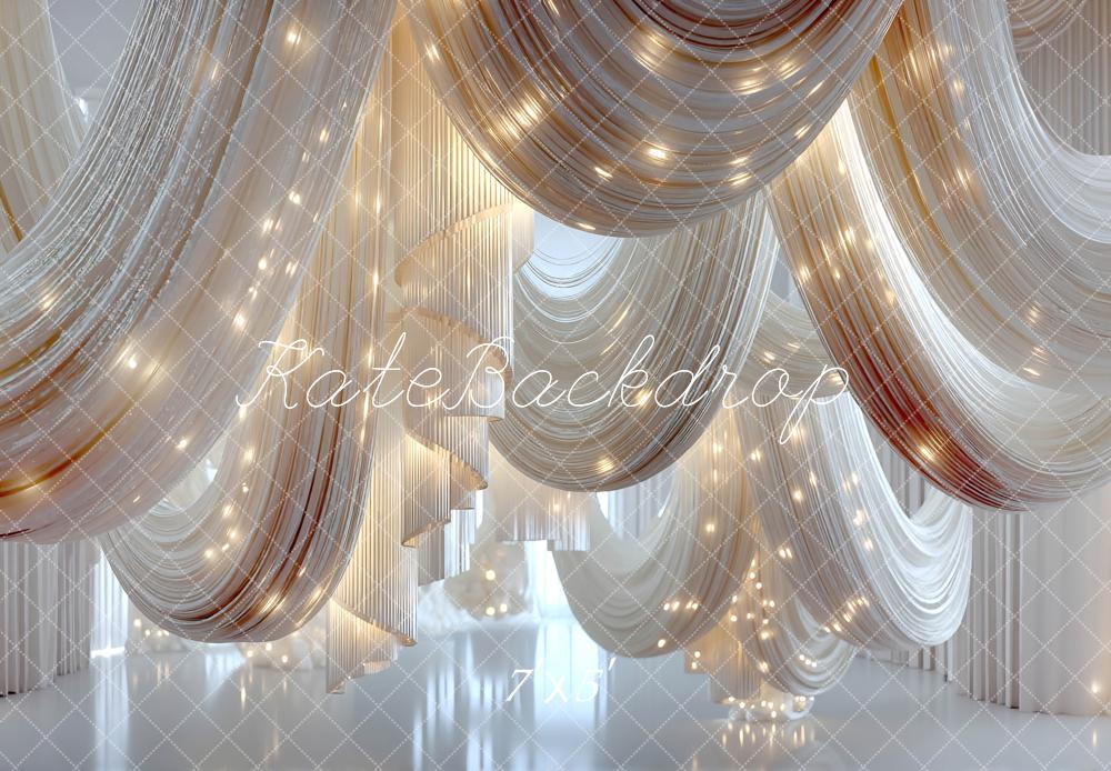 Kate Elegant Draped Fabric Fairy Lights Backdrop Designed by Mini MakeBelieve