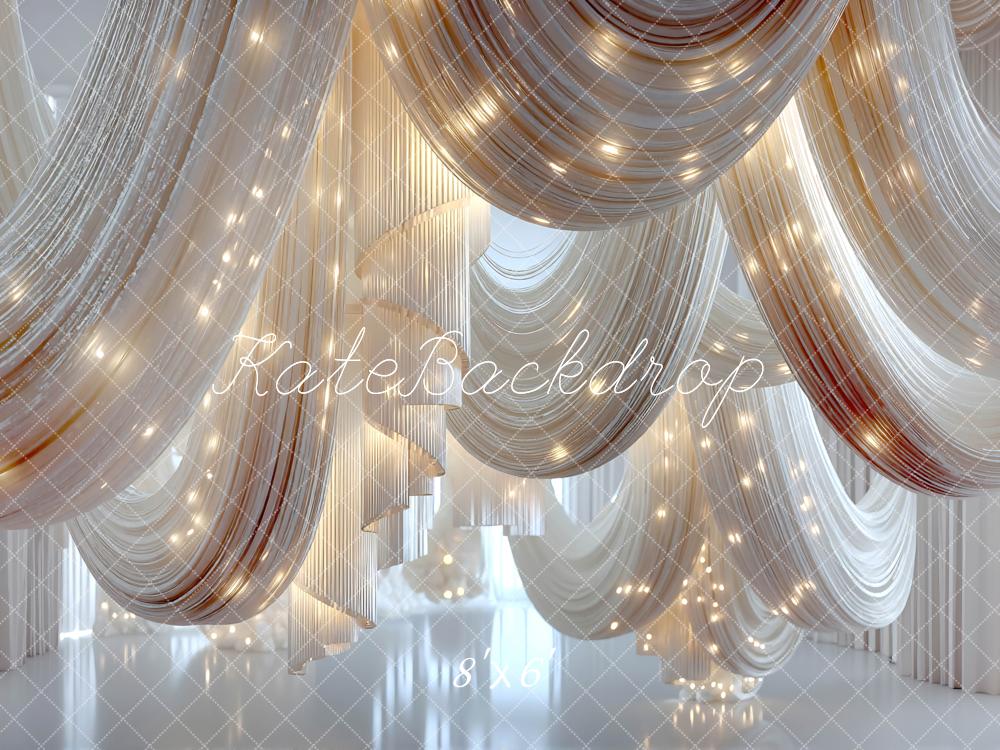 Kate Elegant Draped Fabric Fairy Lights Backdrop Designed by Mini MakeBelieve - Image 3