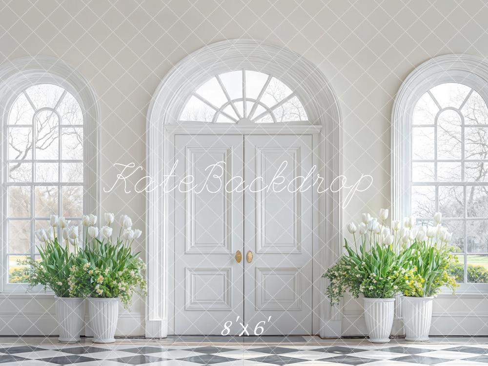 Kate Elegant Floral White Door Backdrop Designed by Emetselch - Image 3