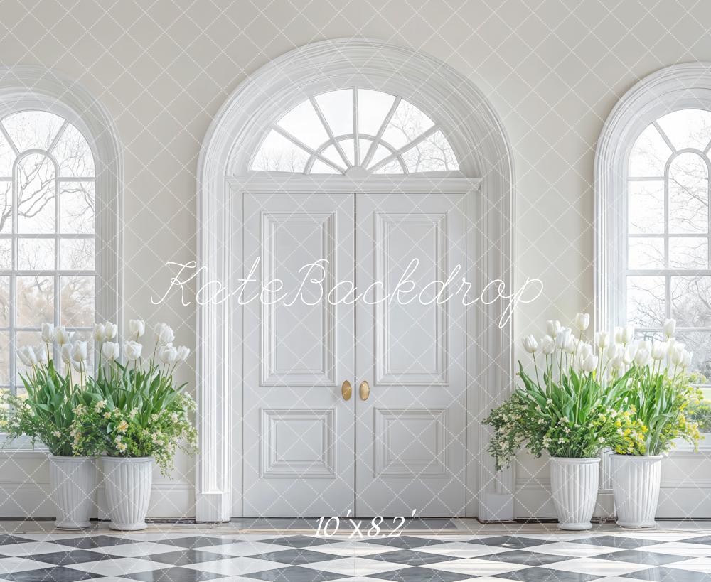 Kate Elegant Floral White Door Backdrop Designed by Emetselch - Image 5