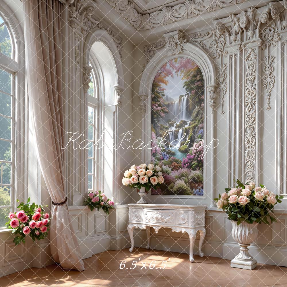 Kate Elegant Floral Windows Waterfall Painting Backdrop Designed by Mini MakeBelieve - Image 2