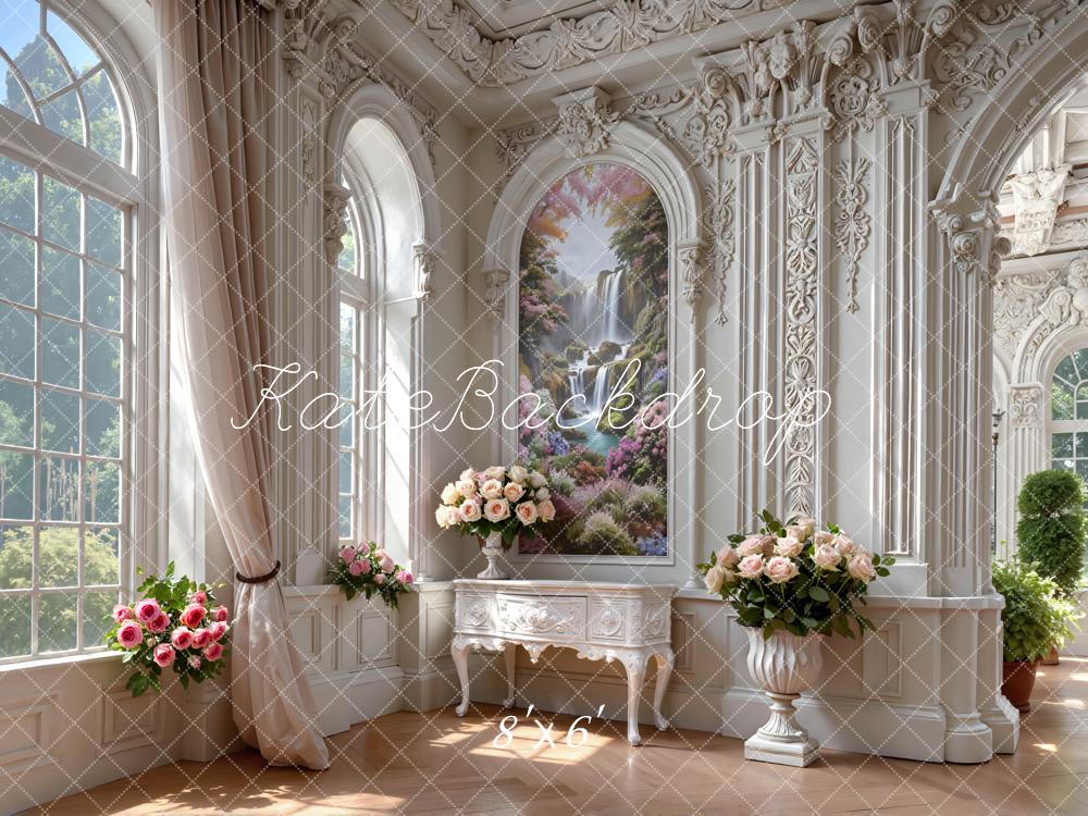Kate Elegant Floral Windows Waterfall Painting Backdrop Designed by Mini MakeBelieve - Image 3