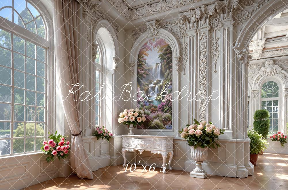Kate Elegant Floral Windows Waterfall Painting Backdrop Designed by Mini MakeBelieve - Image 4