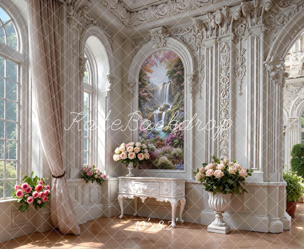 Kate Elegant Floral Windows Waterfall Painting Backdrop Designed by Mini MakeBelieve - Image 6