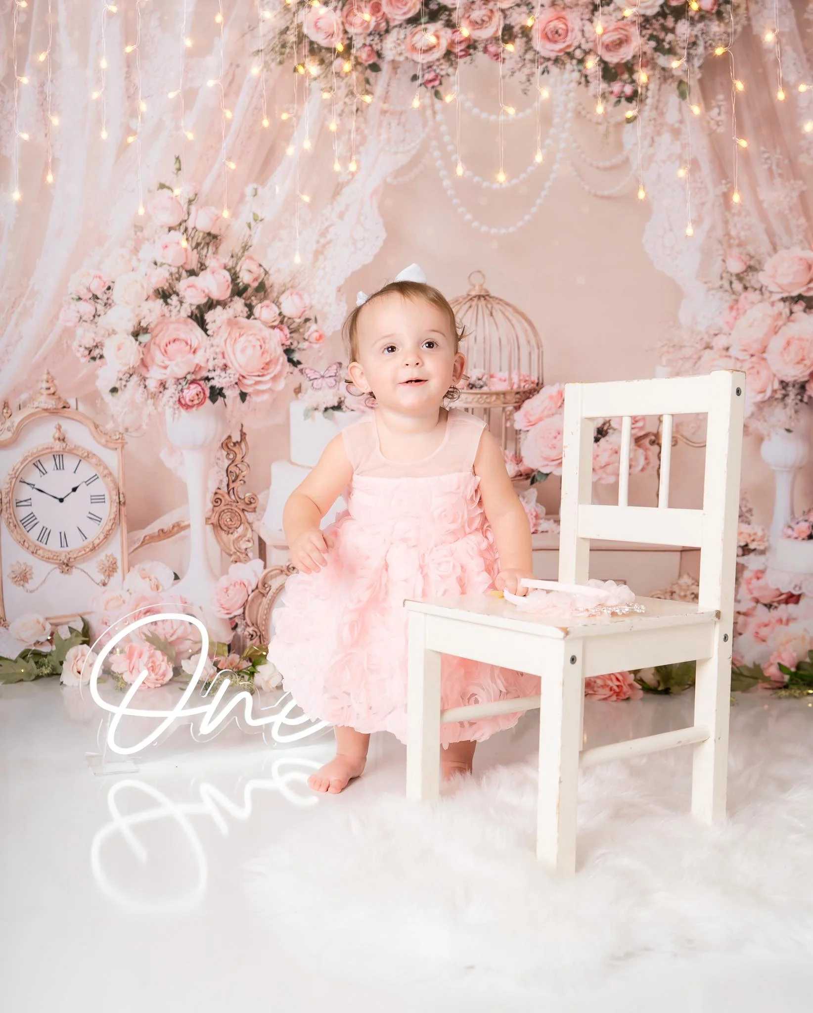 Kate Elegant Pink Floral Lace Birdcage Backdrop Designed by Emetselch - Image 3