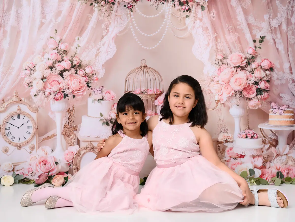 Kate Elegant Pink Floral Lace Birdcage Backdrop Designed by Emetselch - Image 5
