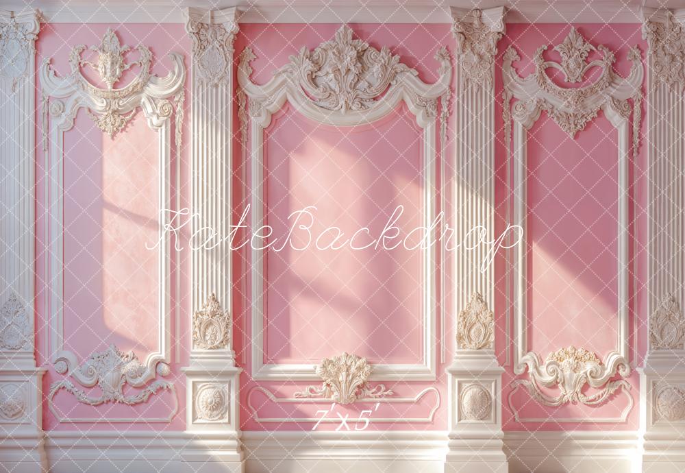 Kate Elegant Pink Vintage Wall Sunlight Backdrop Designed by Emetselch - Image 2