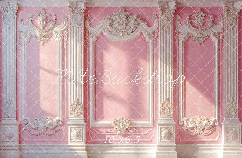 Kate Elegant Pink Vintage Wall Sunlight Fleece Backdrop Designed by Emetselch - Image 2