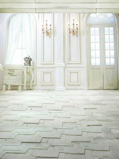 Kate Elegant White Doors Windows Backdrop with floor - Image 2