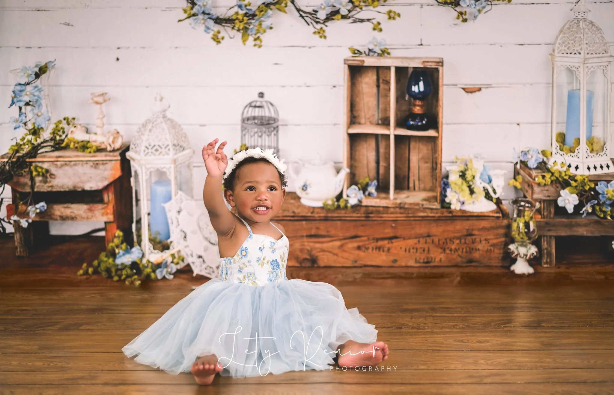 Kate Enchanted Blue Floral Wreaths Backdrops Designed by Arica Kirby - Image 4