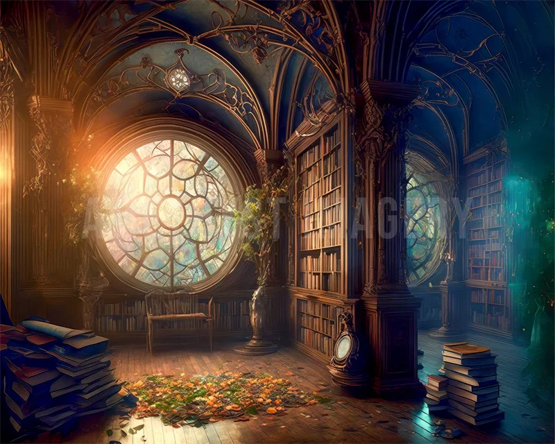 Kate Enchanted Book Library Backdrop Designed by Angela Marie Photography - Image 5
