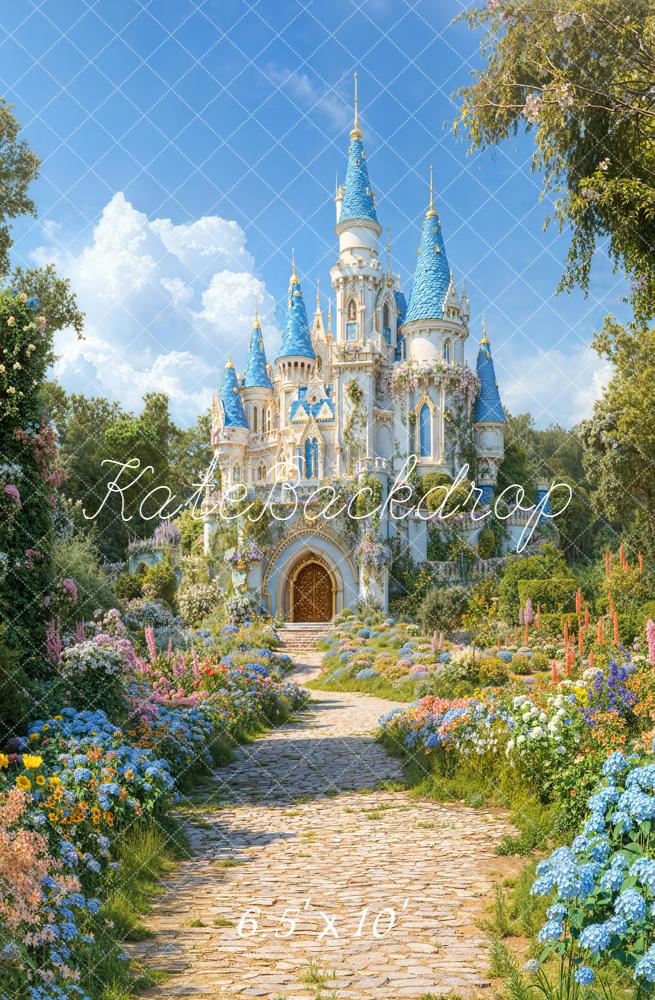 Kate Fairy Castle Cobblestone Path Floral Backdrop Designed by Chain Photography - Image 4