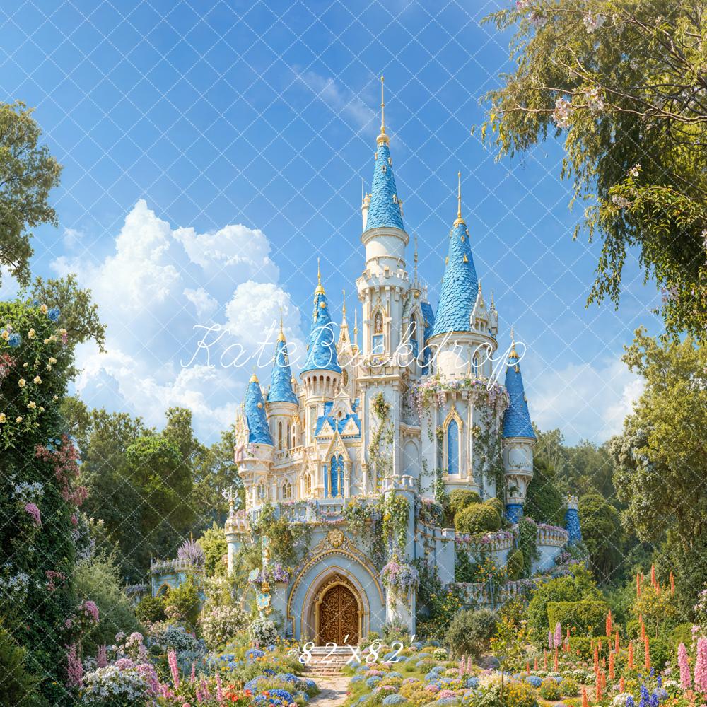 Kate Fairy Castle Cobblestone Path Floral Backdrop Designed by Chain Photography - Image 5