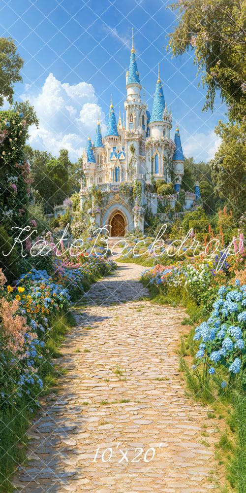 Kate Fairy Castle Cobblestone Path Floral Backdrop Designed by Chain Photography - Image 8