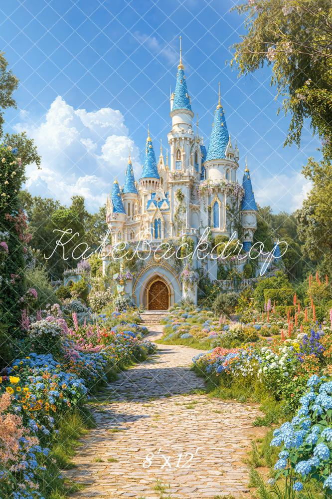 Kate Fairy Castle Cobblestone Path Floral Backdrop Designed by Chain Photography - Image 9