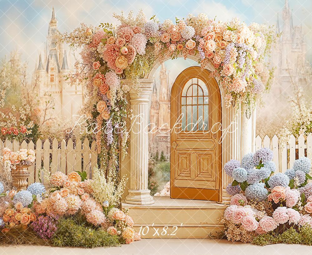 Kate Fairy Castle Floral Arch Fleece Backdrop Designed by Chain Photography - Image 3