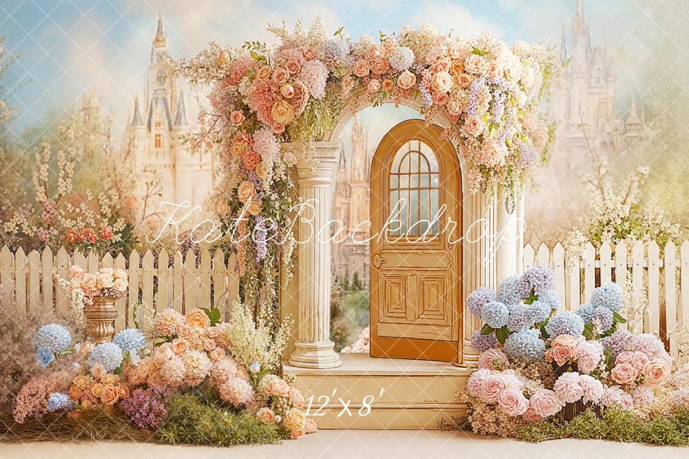 Kate Fairy Castle Floral Arch Fleece Backdrop Designed by Chain Photography - Image 4