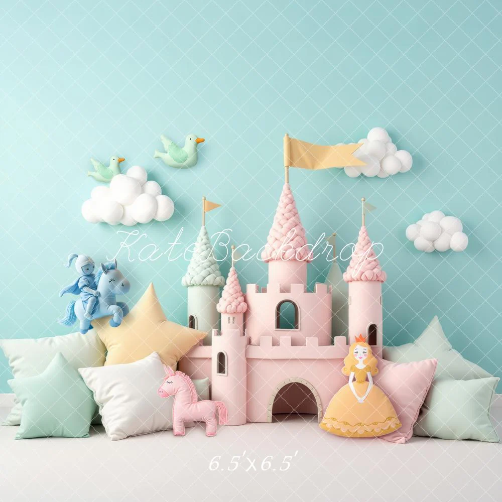 Kate Fairy Castle Princess Pastel Cushions Backdrop Designed by Laura Bybee - Image 2