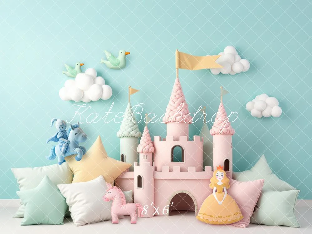 Kate Fairy Castle Princess Pastel Cushions Backdrop Designed by Laura Bybee - Image 3
