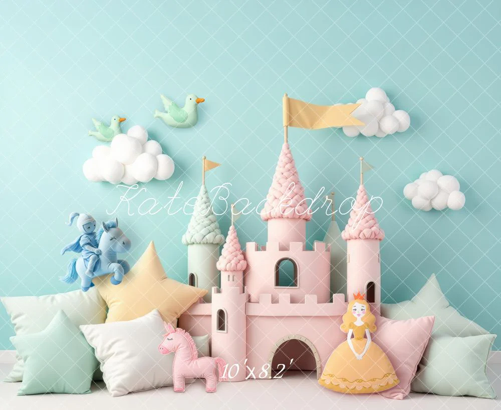 Kate Fairy Castle Princess Pastel Cushions Backdrop Designed by Laura Bybee - Image 6