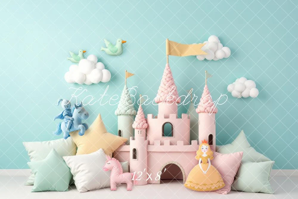 Kate Fairy Castle Princess Pastel Cushions Backdrop Designed by Laura Bybee - Image 8