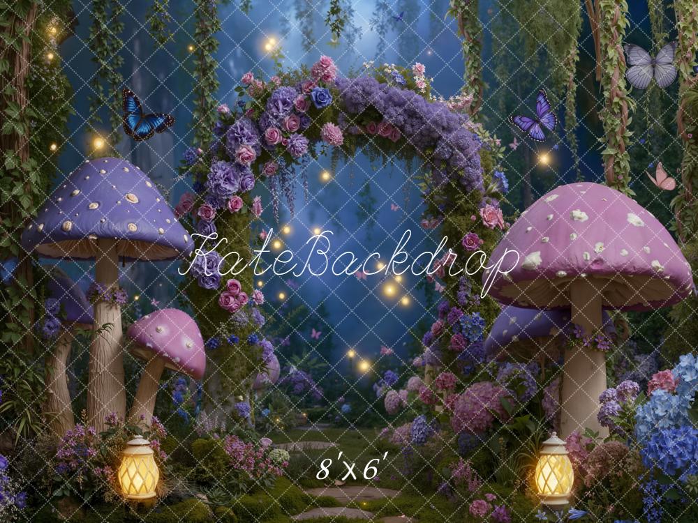 Kate Fairy Fantasy Arch Mushrooms Lanterns Backdrop Designed by Emetselch - Image 3