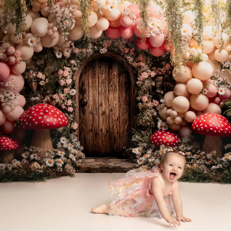 Kate Fairy Fantasy Balloon Arch Mushrooms Backdrop Designed by Ashley Paul - Image 2