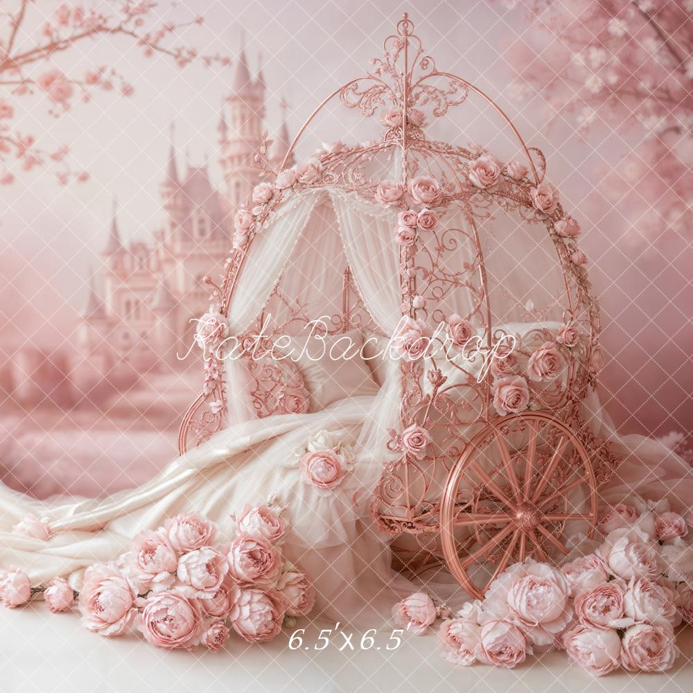 Kate Fairy Fantasy Carriage Castle Pink Backdrop Designed by Emetselch - Image 2