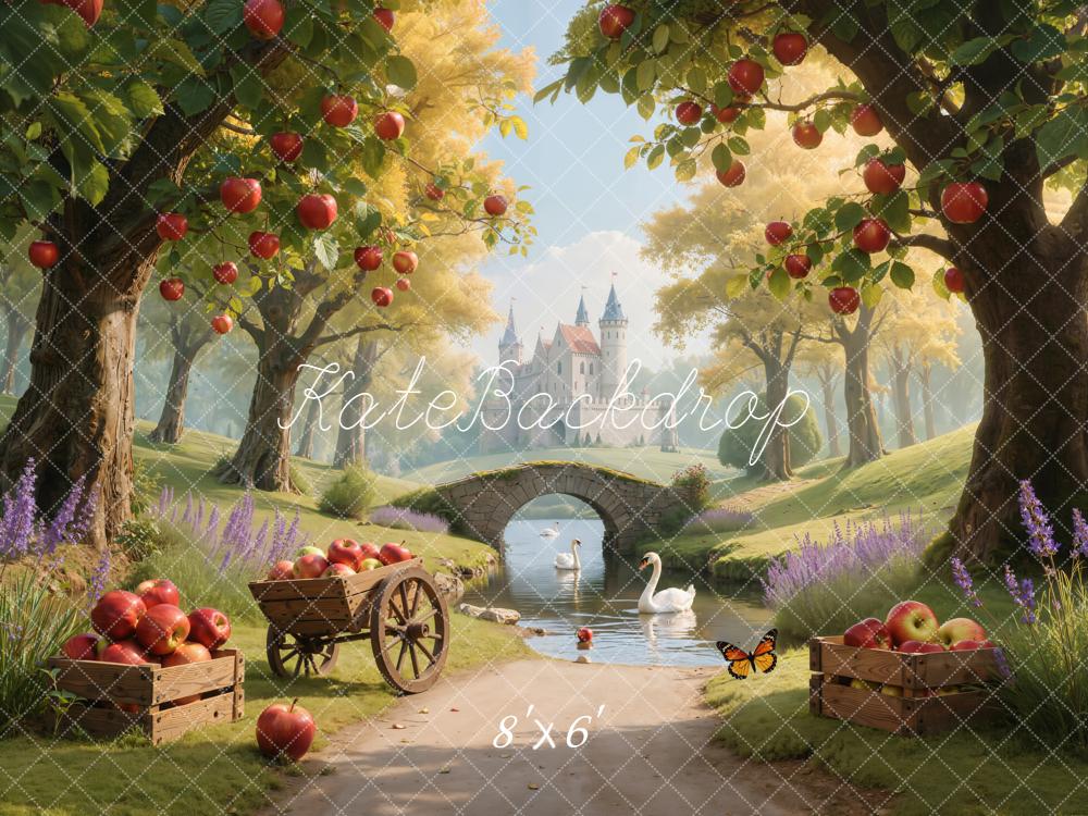 Kate Fairy Fantasy Castle Apples Swans Backdrop Designed by Emetselch - Image 4