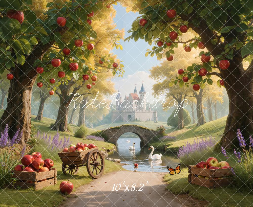 Kate Fairy Fantasy Castle Apples Swans Backdrop Designed by Emetselch - Image 5