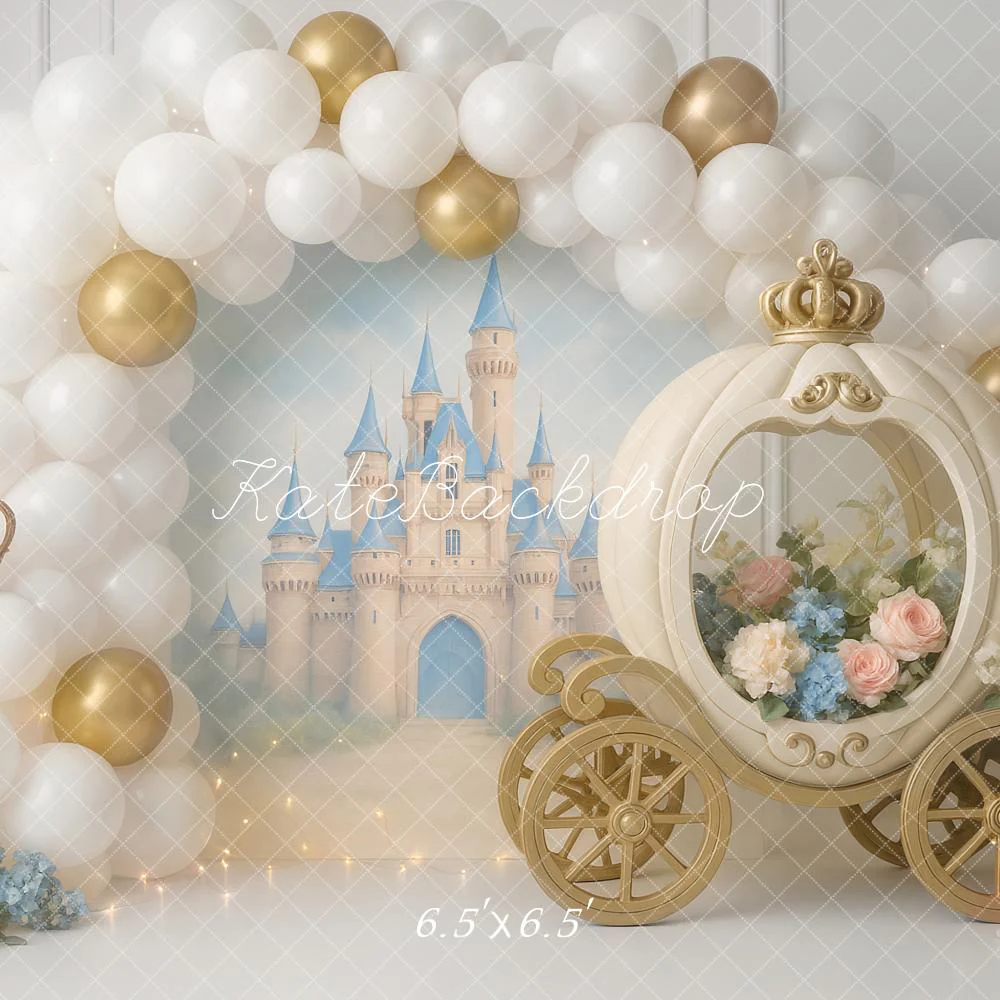 Kate Fairy Fantasy Castle Carriage Florals Balloons Backdrop Designed by Ashley Paul - Image 2