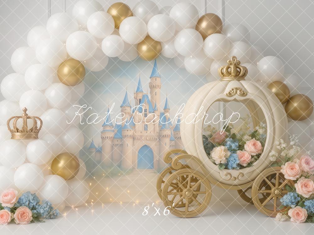 Kate Fairy Fantasy Castle Carriage Florals Balloons Backdrop Designed by Ashley Paul - Image 3