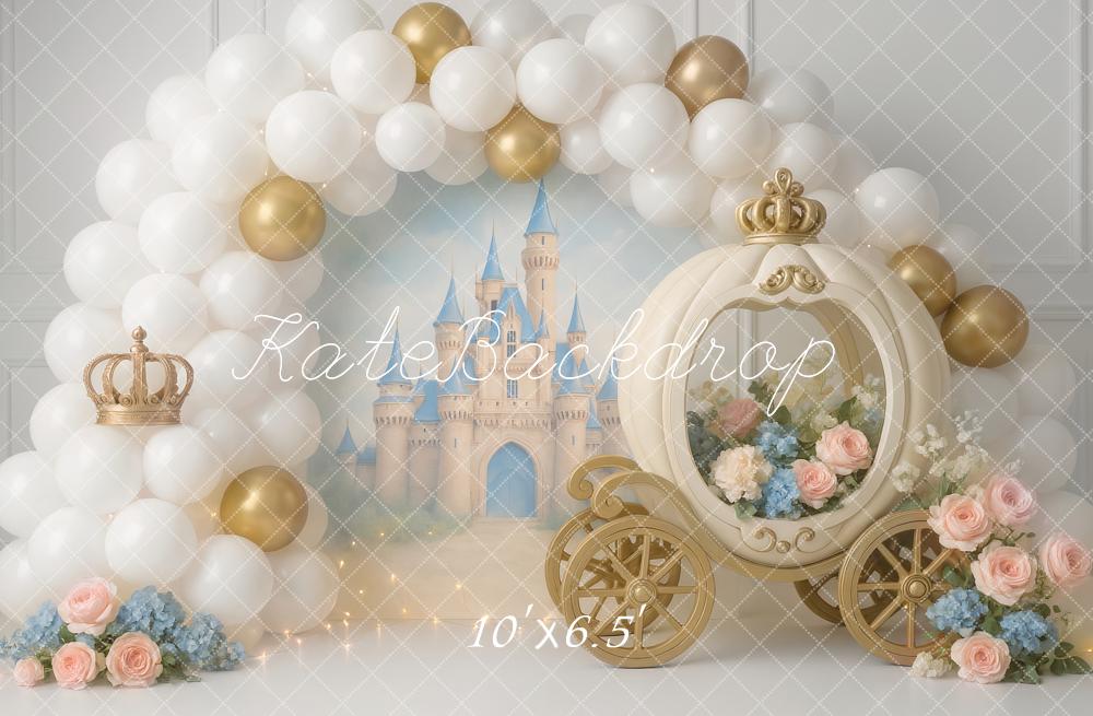 Kate Fairy Fantasy Castle Carriage Florals Balloons Backdrop Designed by Ashley Paul - Image 4