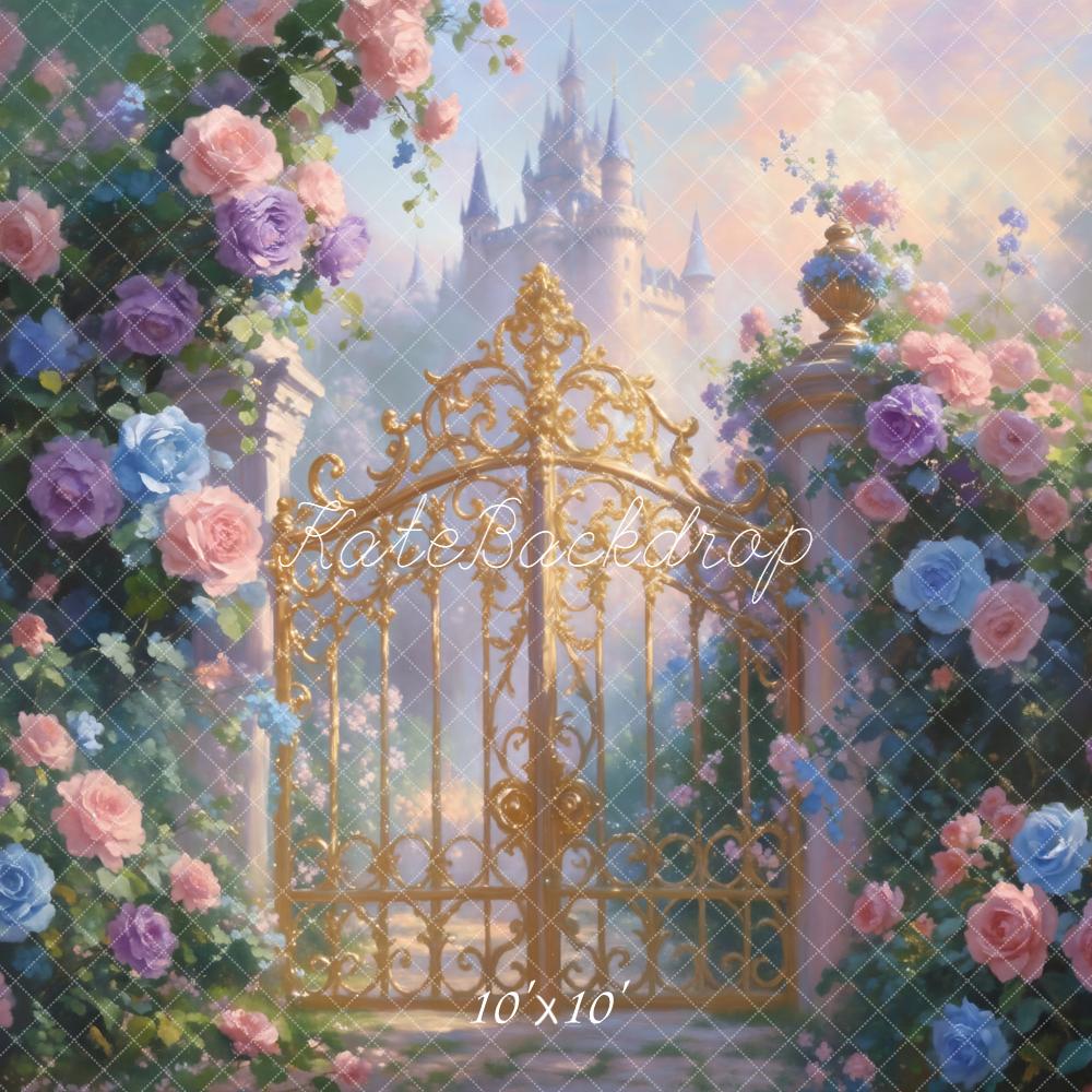 Kate Spring Fairy Fantasy Castle Golden Gate Roses Backdrop Designed by GQ - Image 7