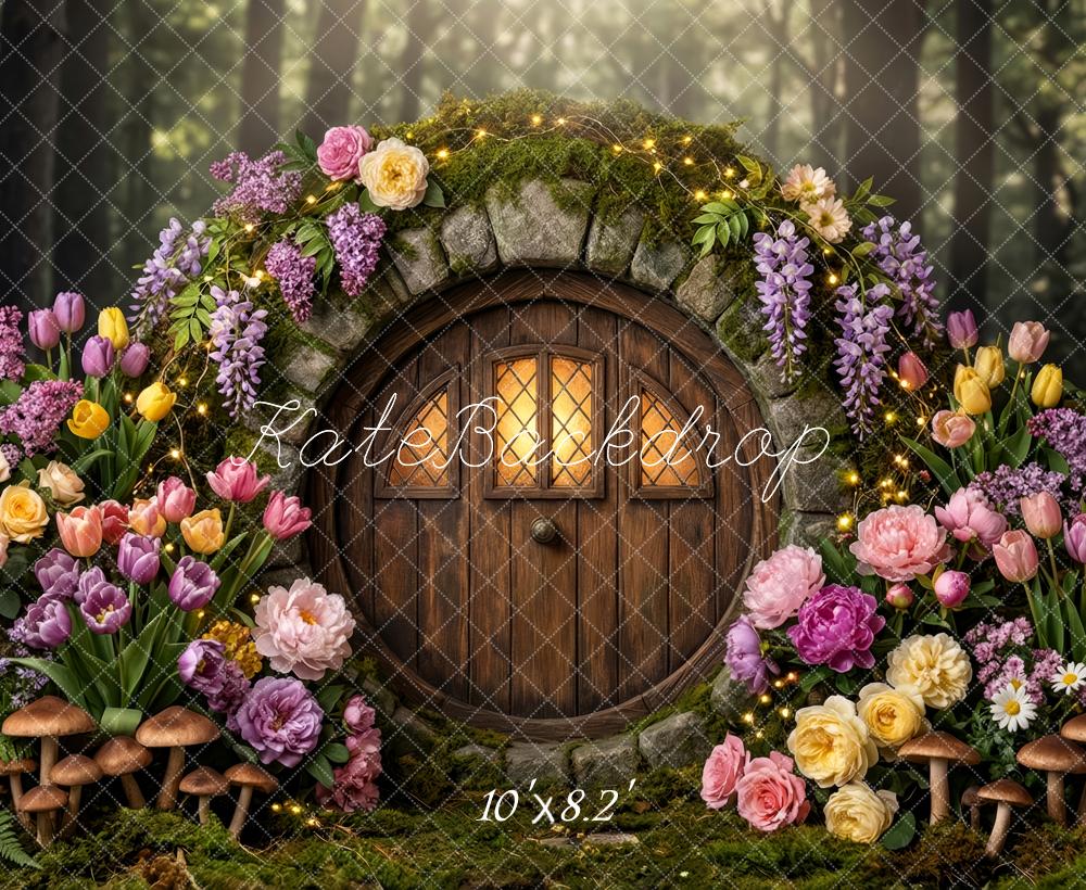 Kate Fairy Fantasy Door Flowers Mushrooms Forest Fleece Backdrop Designed by Patty Robert - Image 3