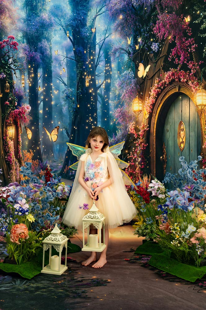 Kate Spring Fairy Fantasy Forest Lanterns Backdrop Designed by Emetselch - Image 3