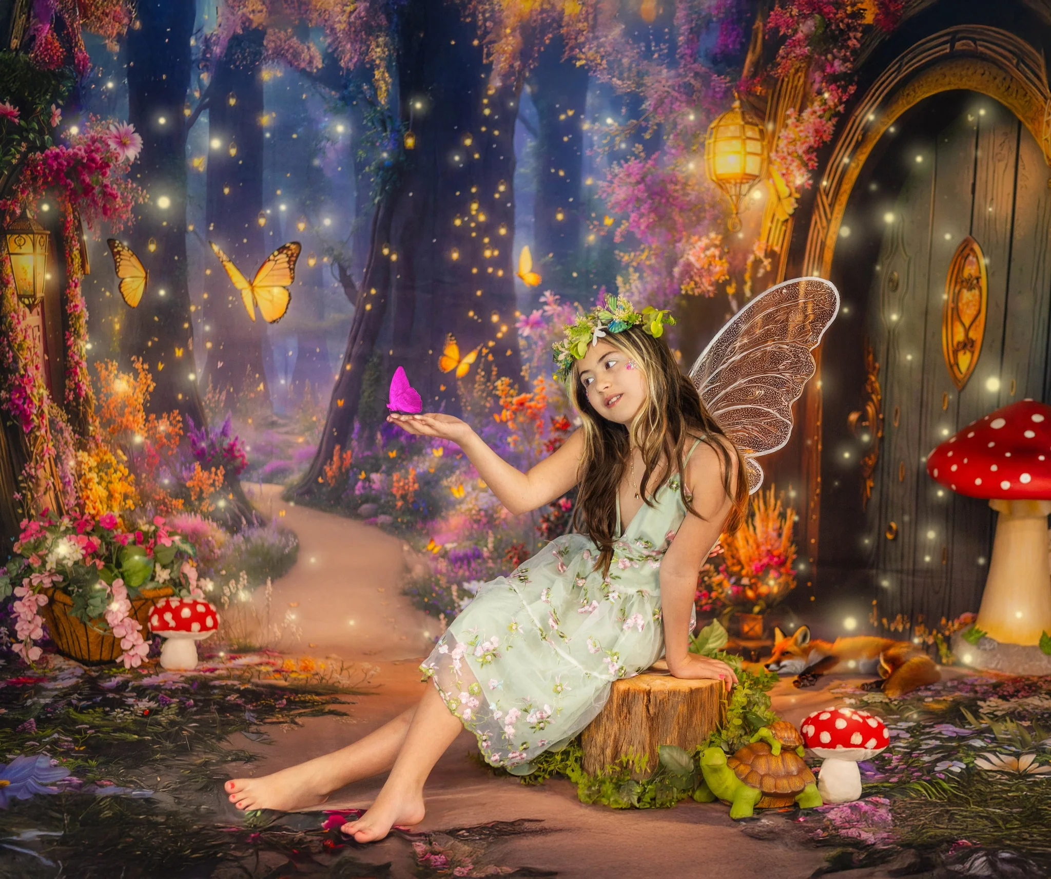 Kate Spring Fairy Fantasy Forest Lanterns Backdrop Designed by Emetselch - Image 4