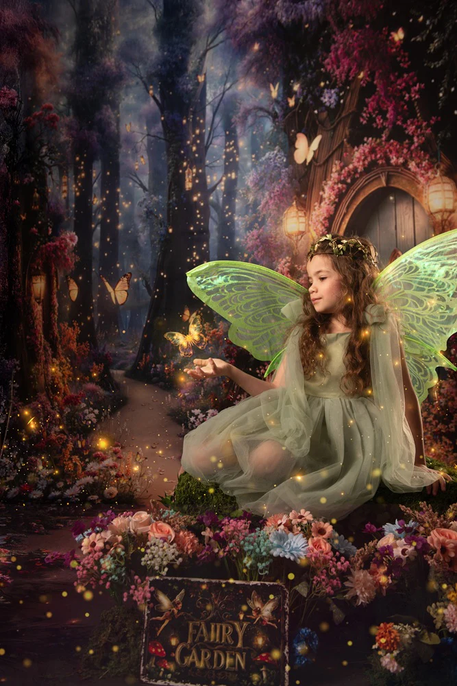 Kate Spring Fairy Fantasy Forest Lanterns Backdrop Designed by Emetselch - Image 5