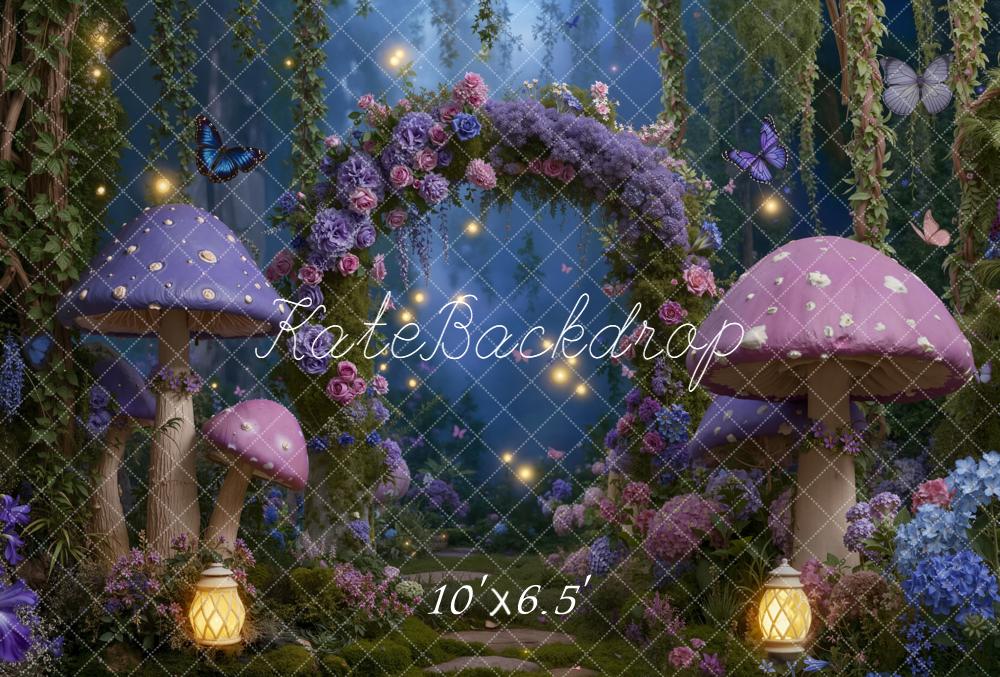 Kate Fairy Fantasy Mushroom Floral Arch Fleece Backdrop Designed by Emetselch - Image 2