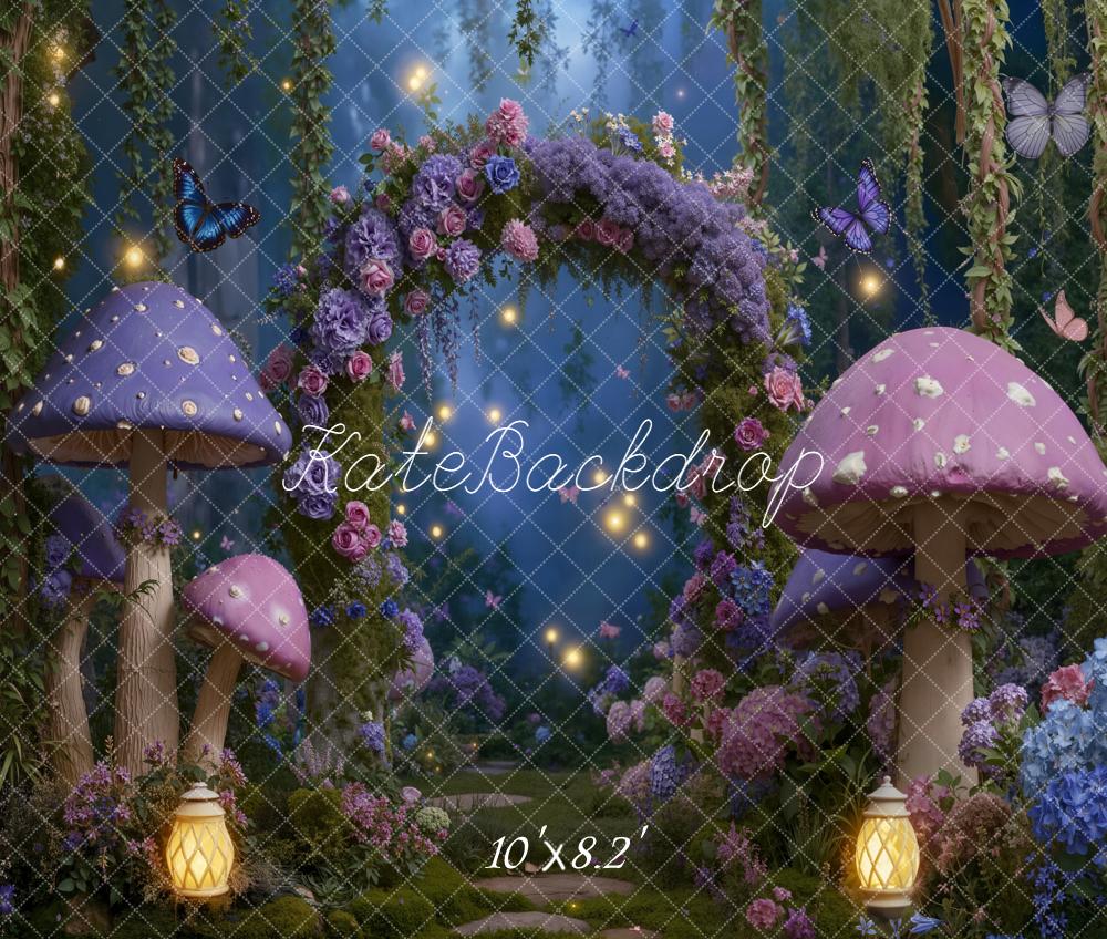 Kate Fairy Fantasy Mushroom Floral Arch Fleece Backdrop Designed by Emetselch - Image 3
