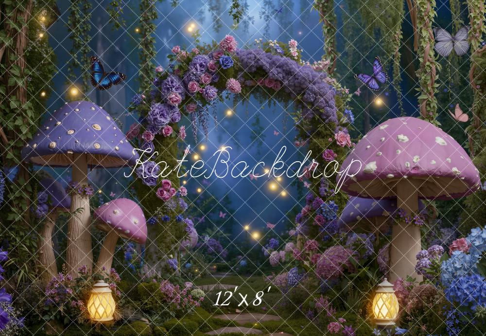 Kate Fairy Fantasy Mushroom Floral Arch Fleece Backdrop Designed by Emetselch - Image 4