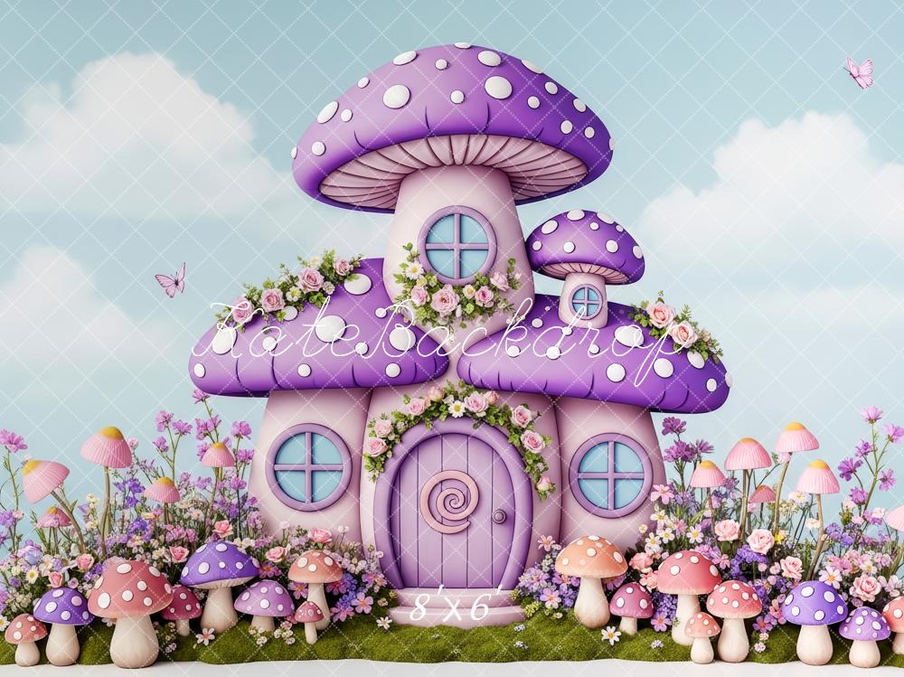 Kate Fairy Fantasy Purple Mushroom House Backdrop Designed by Patty Robert - Image 3