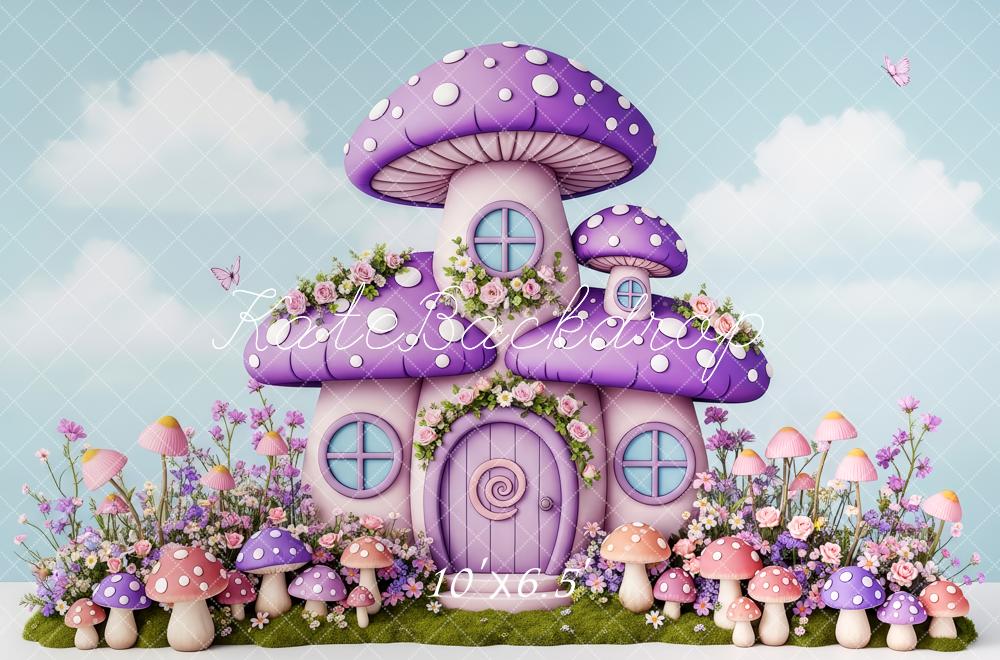 Kate Fairy Fantasy Purple Mushroom House Backdrop Designed by Patty Robert - Image 4